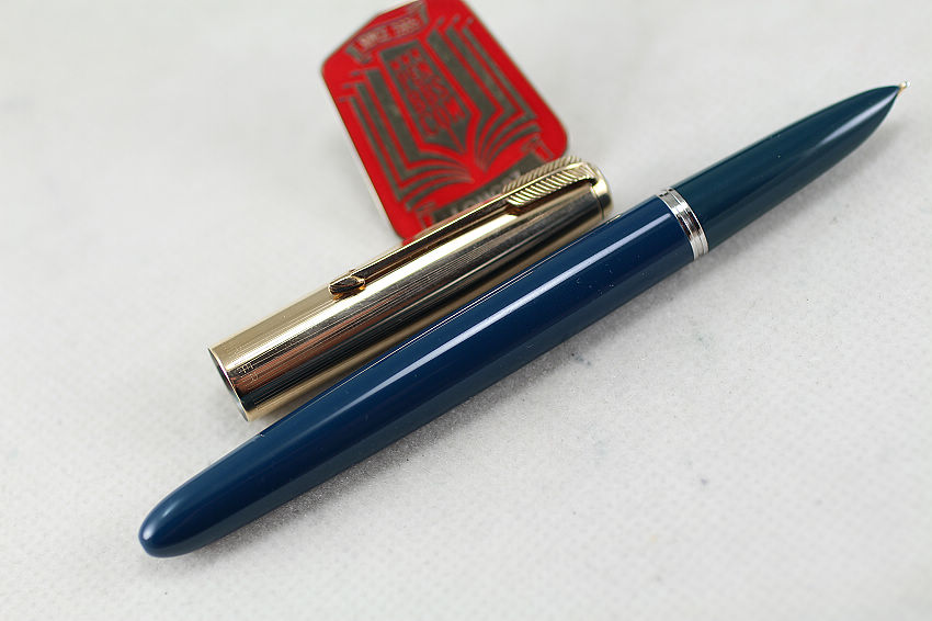 [long37仓库]第5975号派克51 1/10 12k放射条纹包金套蓝黑色钢笔